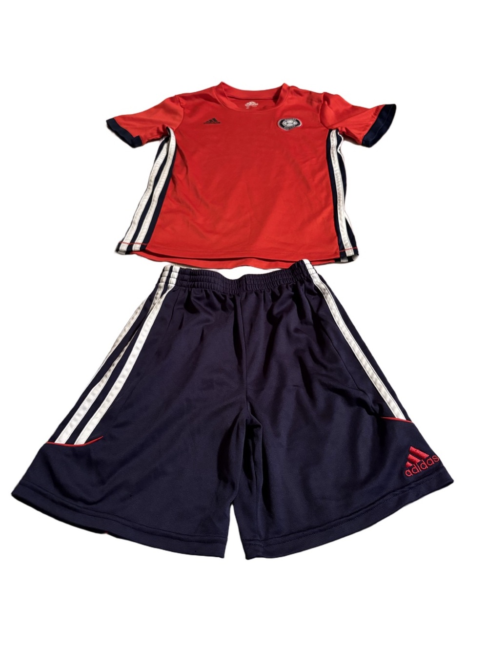 Adidas Soccer Red and Navy Athletic Top & Shorts Set Size 7